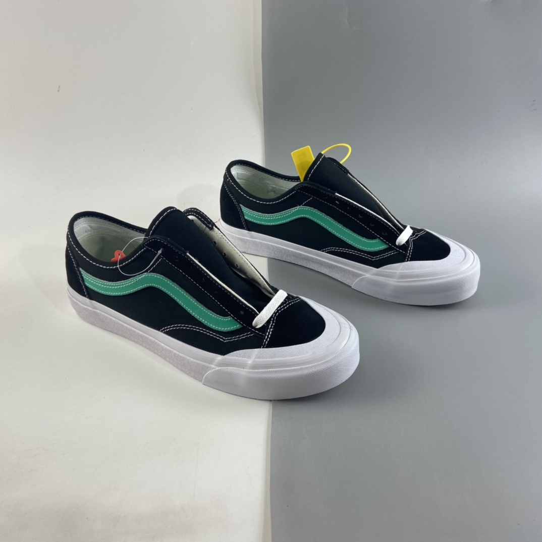 P150  Vans Style 36 Cecon SF 官方新款鞋边半月牙鞋头经典包头杀人鲸 时尚百搭低帮男女鞋 黑色糠果绿 VN0AWM33FJ