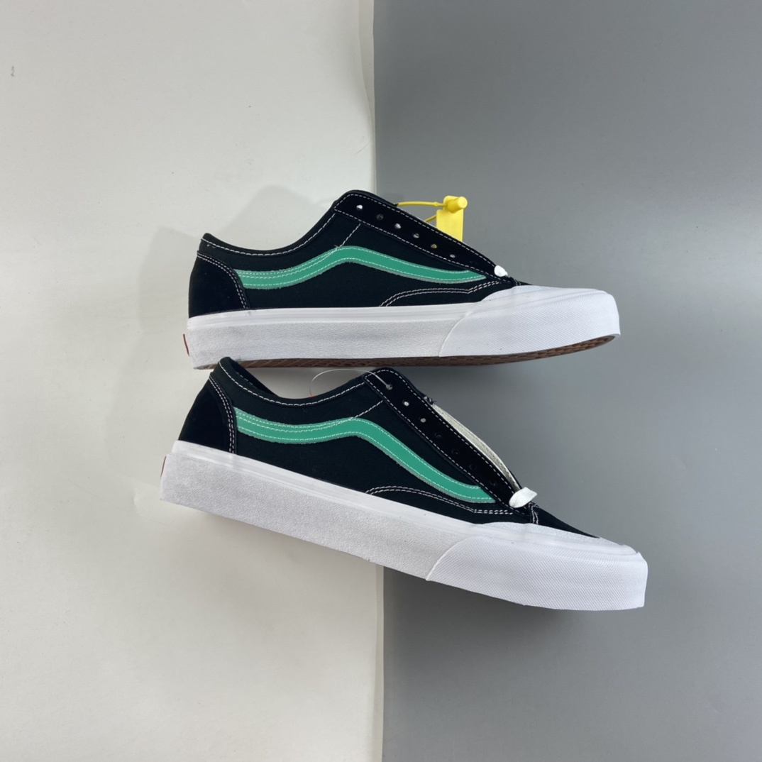 P150  Vans Style 36 Cecon SF 官方新款鞋边半月牙鞋头经典包头杀人鲸 时尚百搭低帮男女鞋 黑色糠果绿 VN0AWM33FJ