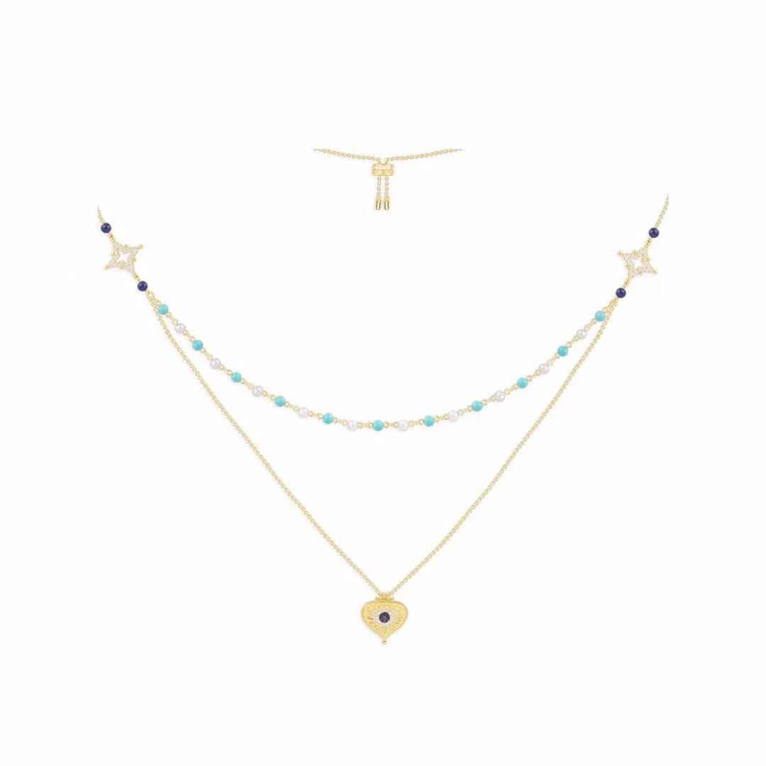 Qual é o melhor para comprar réplica
 APM Monaco Joalheria Colares & Pendents Azul Colecção de Verão Fashion Correntes