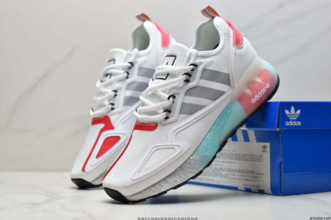 170  Adidas Originals ZX 2K Boost 全新爆米花缓震休闲运动跑鞋FX7054