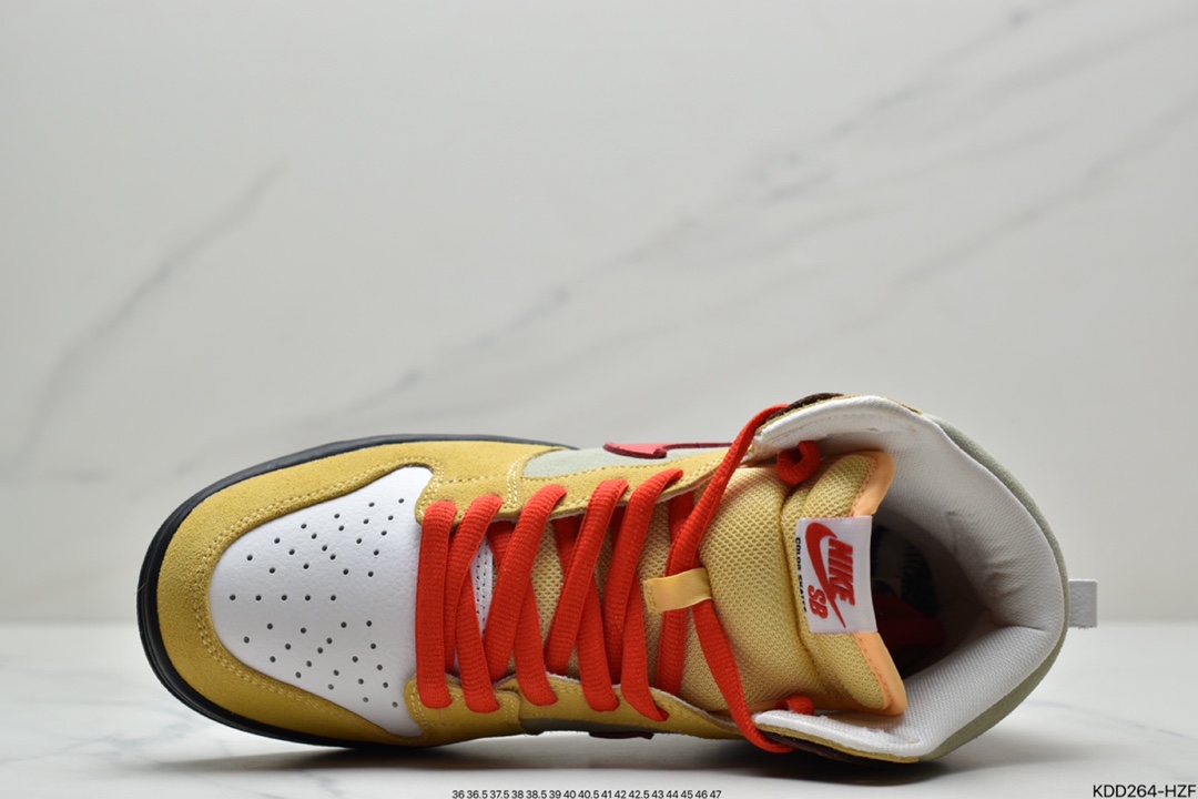 450 Color Skates x Nike SB Dunk High ”Kebab and Destroy”扣篮系列高帮休闲运动滑板板鞋“麂皮红黄棕烤肉卷饼”  CZ2205-700