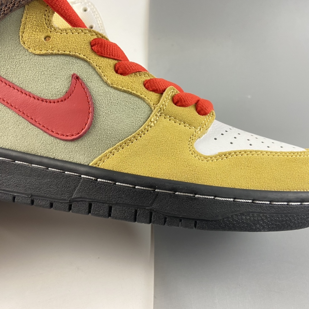 P450  Color Skates x Nike SB Dunk High 烤肉卷饼 黄棕红 CZ2205-700
