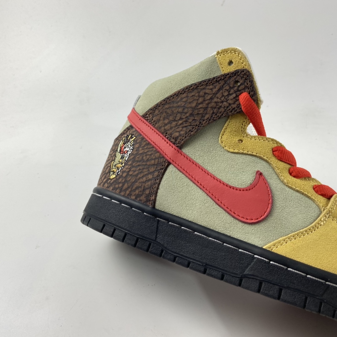 P450  Color Skates x Nike SB Dunk High 烤肉卷饼 黄棕红 CZ2205-700