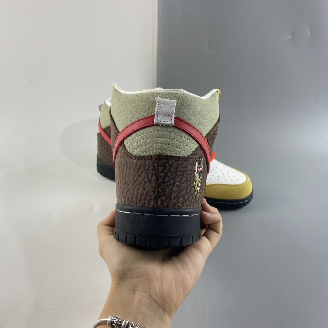 P450  Color Skates x Nike SB Dunk High 烤肉卷饼 黄棕红 CZ2205-700