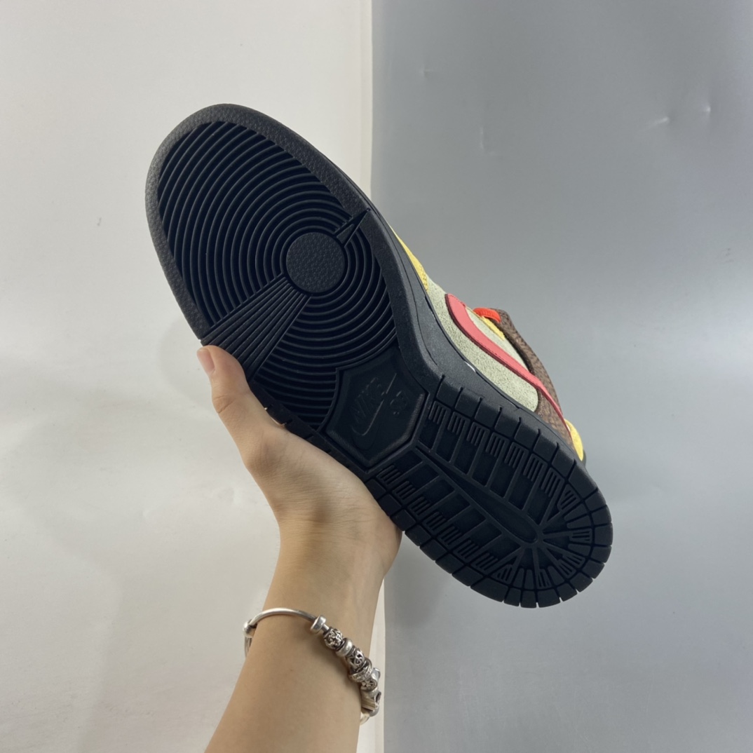 P450  Color Skates x Nike SB Dunk High 烤肉卷饼 黄棕红 CZ2205-700