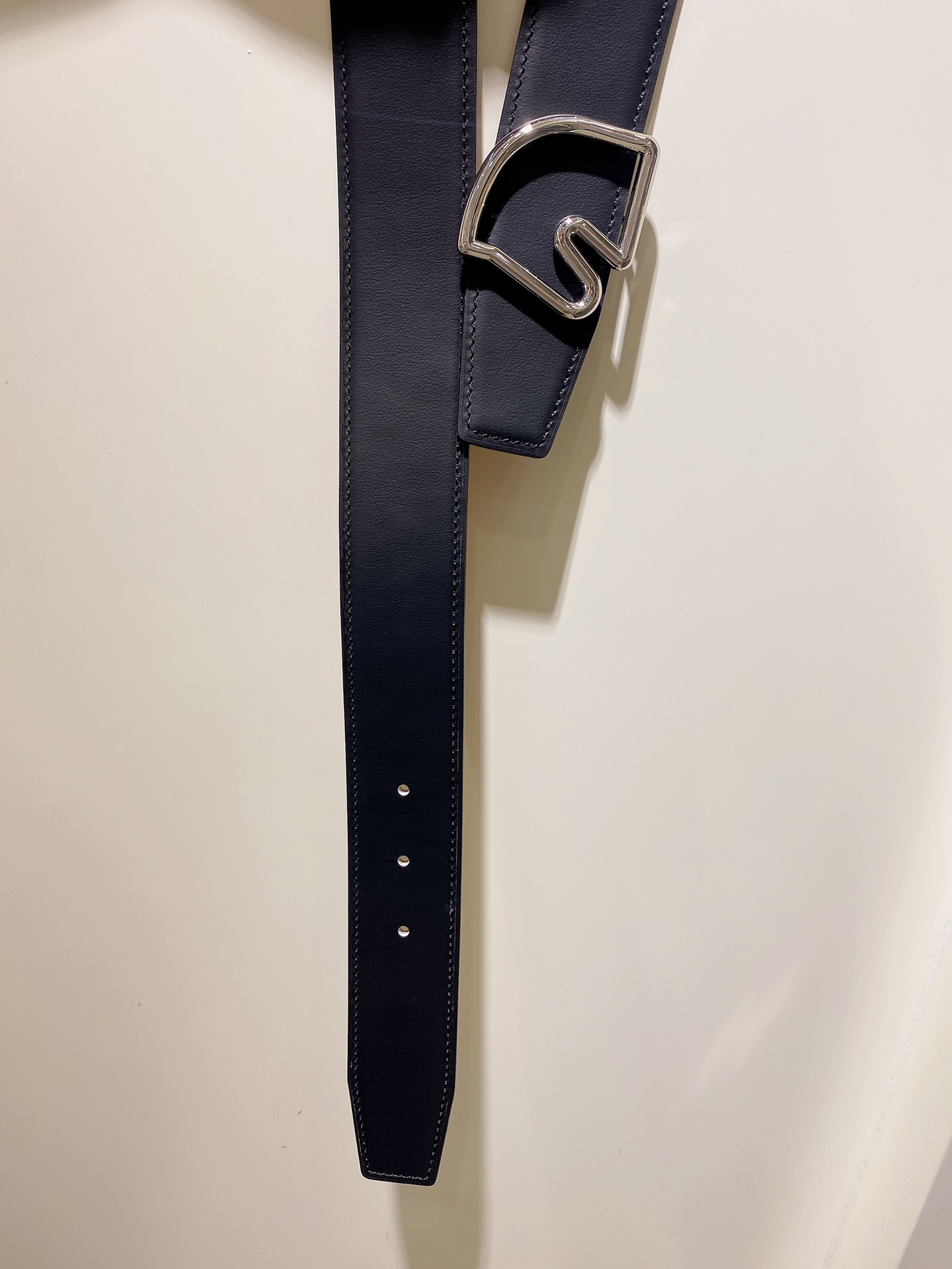 爱马仕镀钯金属皮带扣&Esom小牛皮