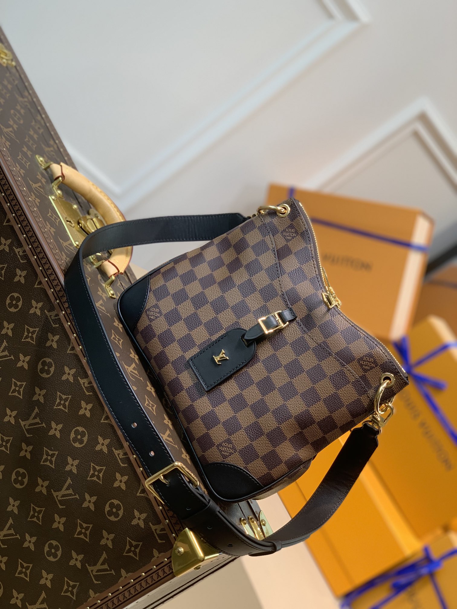 Louis Vuitton LV Odeon Top
 Bags Handbags Coffee Color Monogram Canvas Cowhide Fabric M45354