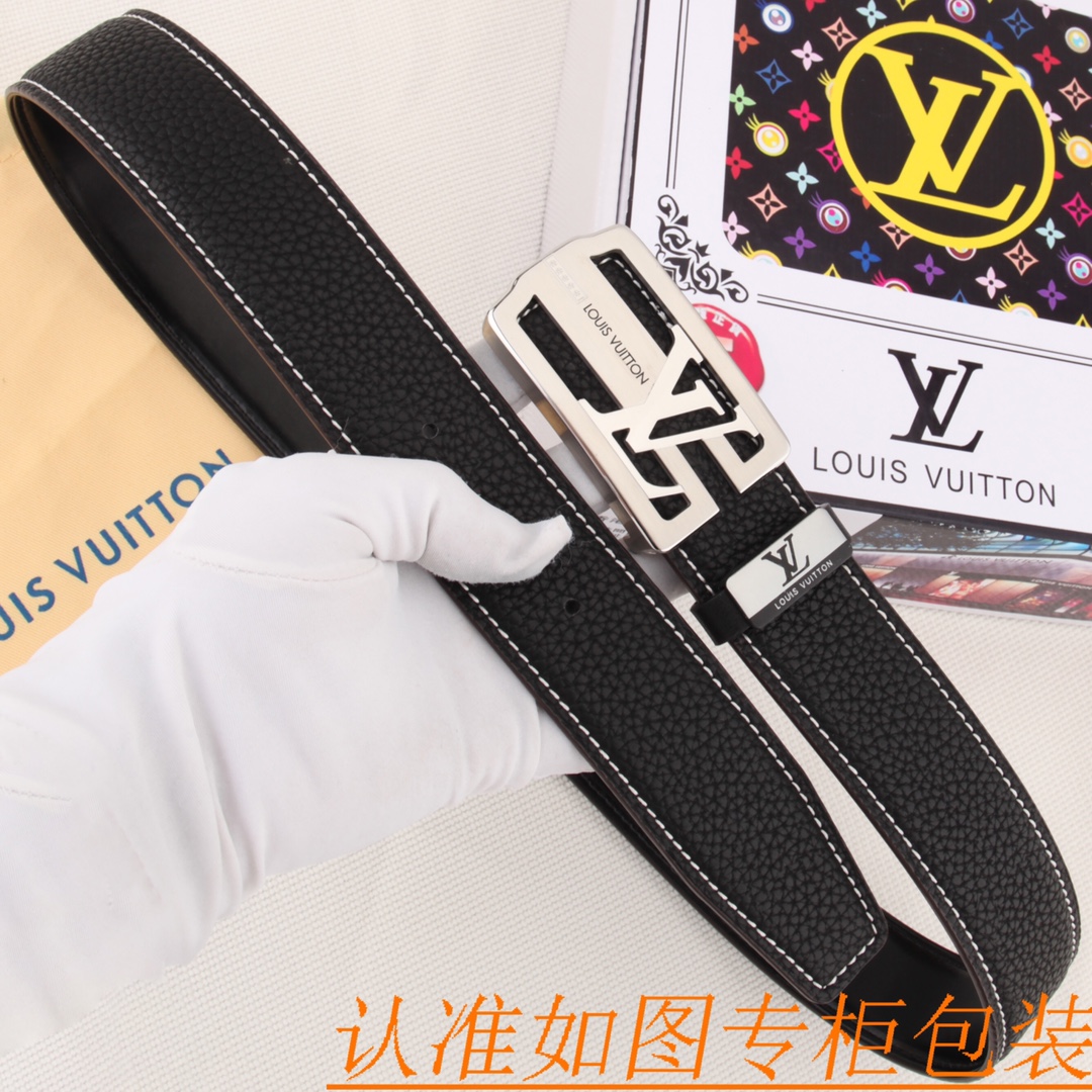 腰带皮带LV路易威登原单牛皮皮带男款