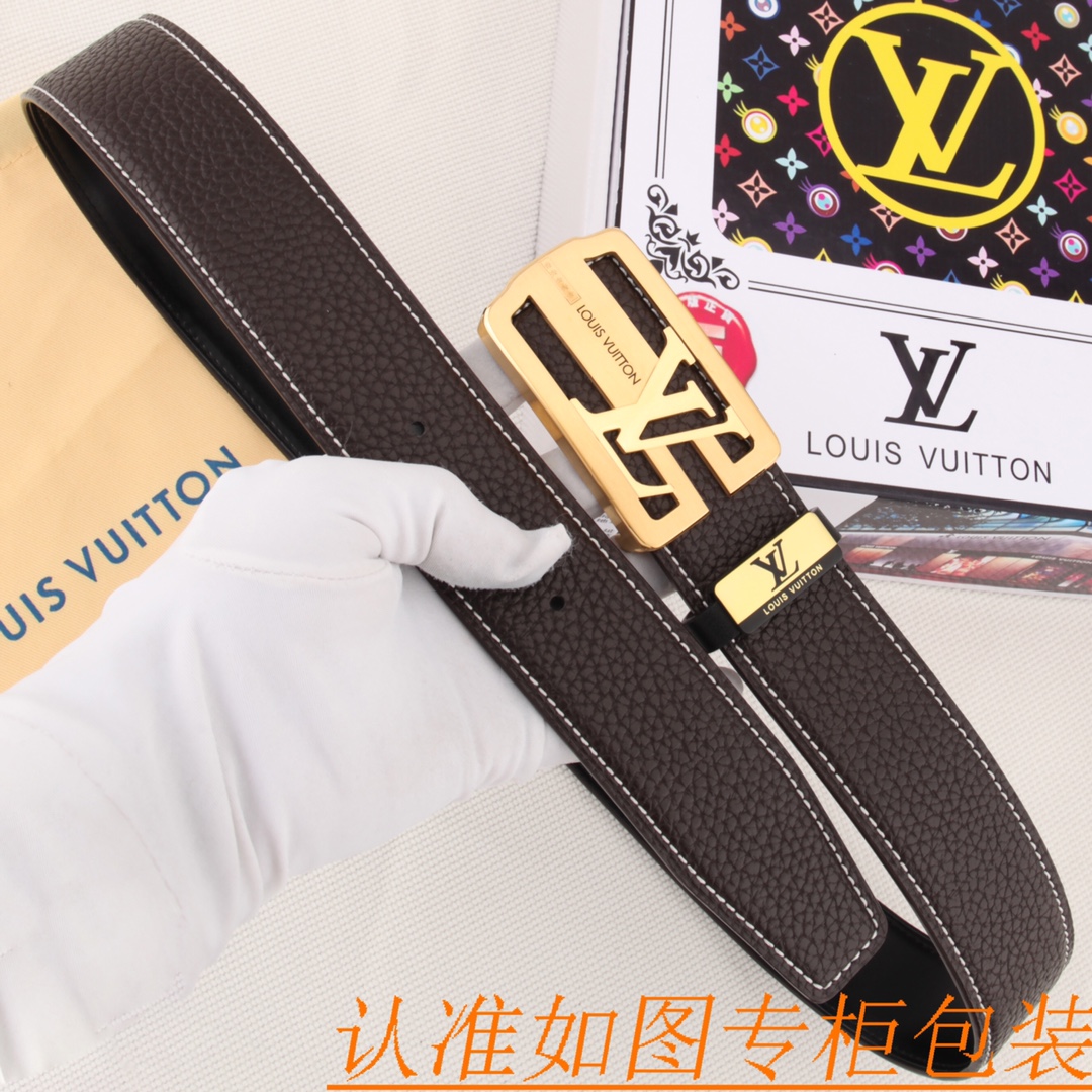 腰带皮带LV路易威登原单牛皮皮带男款