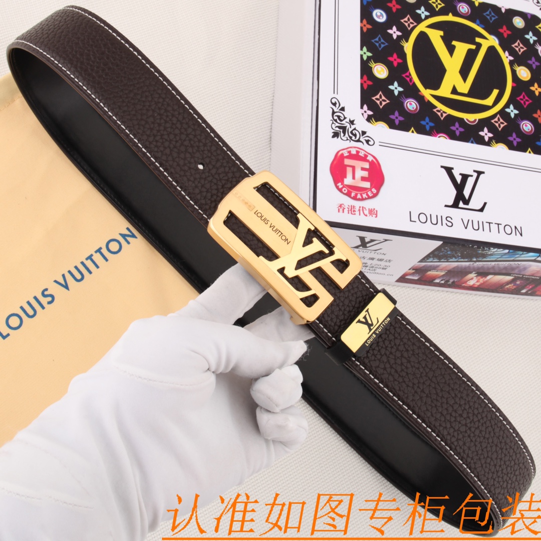 腰带皮带LV路易威登原单牛皮皮带男款