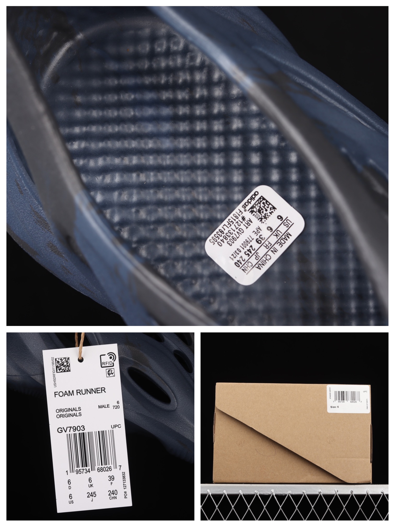 ￥170 C版 Ad Yeezy Foam Runner“Ararat”GV7903 一体注塑成型椰子洞洞鞋 黑蓝色
尺码：36.5 37 38 39 40 41 42 43 44 46 47 正常码