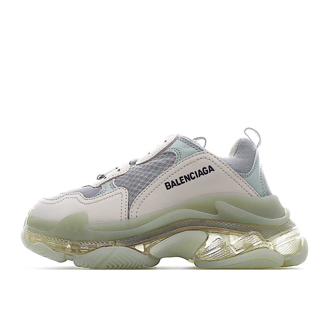 ok纯原公司级原盒Balenciaga  Triple S 巴黎世家气垫底复古气垫跑鞋 原鞋购入 可直观对比正品材料：原厂数据打造私模原档案开发 气垫TPU组合软底 釆购原厂进口头层皮 进口机电绣正确字体 侧边TPU透气孔匹配原版 “Balenciaga ”大底LOGO立体感十足配套布袋、鞋带、合格证齐全