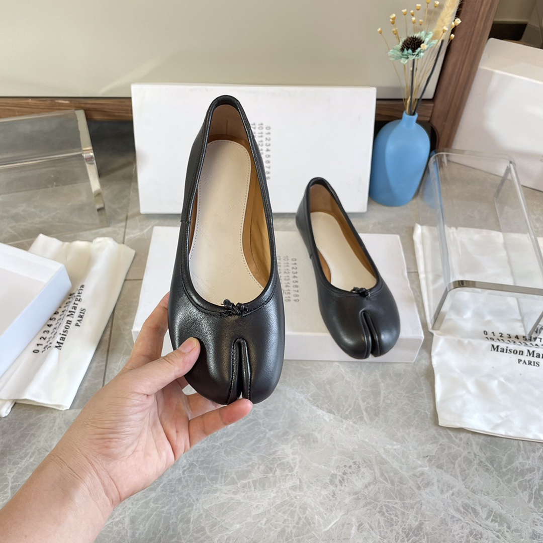 Maison Margiela Women's Black Tabi Leather Ballerina Shoes Size 35-40 1 Maison Margiela Women's Black Tabi Leather Ballerina Shoes Size 35-40