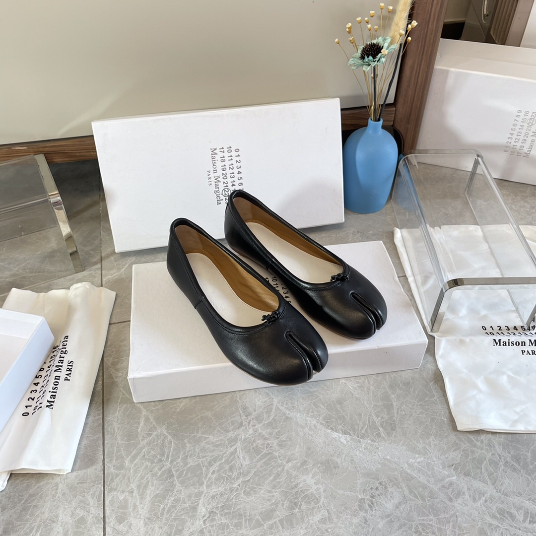 Maison Margiela Women's Black Tabi Leather Ballerina Shoes Size 35-40 5 i1627293772 4552 2
