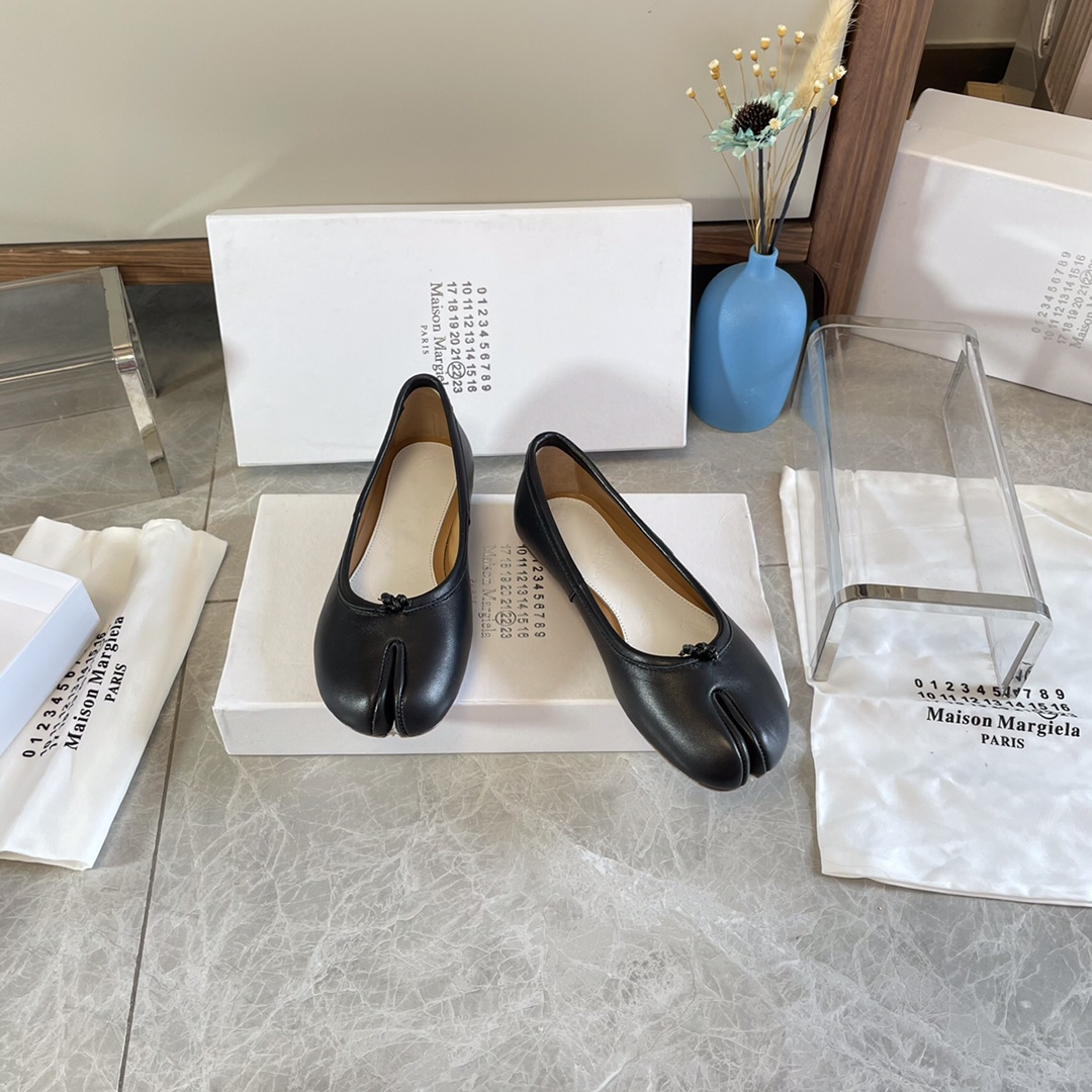 Maison Margiela Women's Black Tabi Leather Ballerina Shoes Size 35-40 6 i1627293772 6246 3