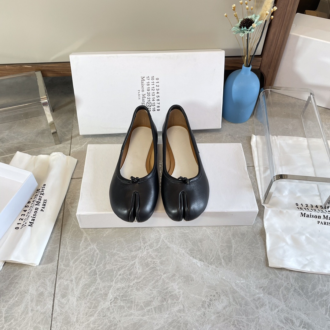 Maison Margiela Women's Black Tabi Leather Ballerina Shoes Size 35-40 3 i1627293772 7194 0