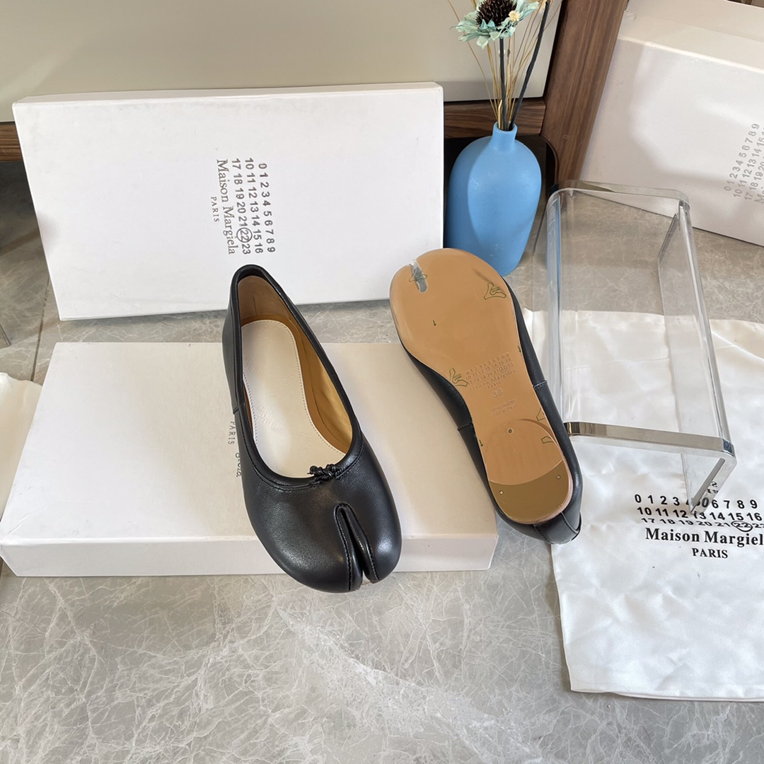 Maison Margiela Women's Black Tabi Leather Ballerina Shoes Size 35-40 10 i1627293772 8105 8
