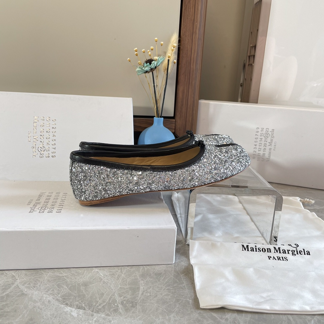 Maison Margiela Tabi Ballerina Flats Glitter Lambskin Leather Shoes 7 i1627293834 220 4