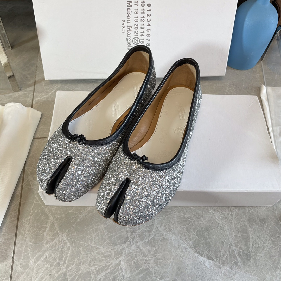 Maison Margiela Tabi Ballerina Flats Glitter Lambskin Leather Shoes 9 i1627293834 3355 7