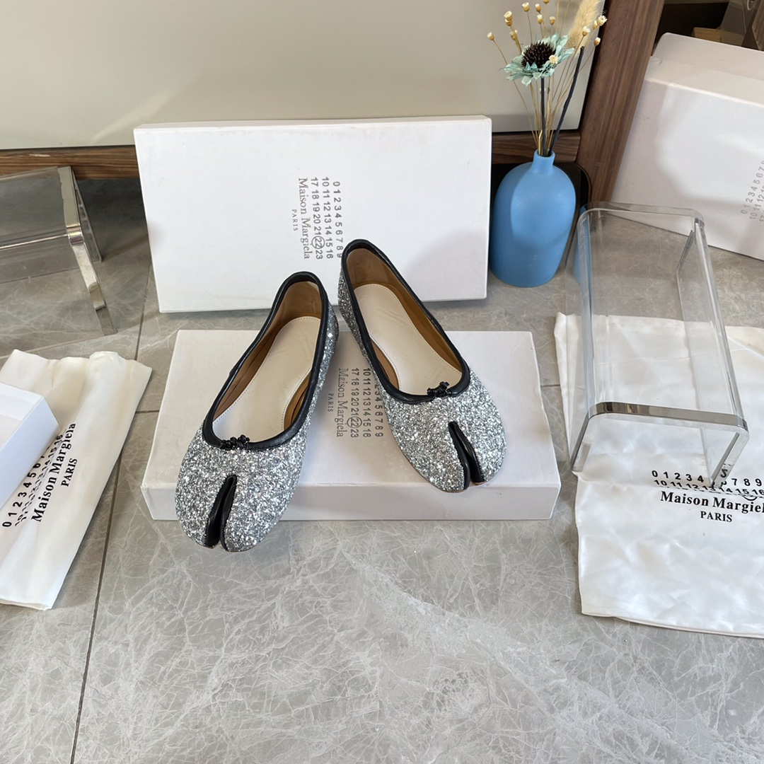Maison Margiela Tabi Ballerina Flats Glitter Lambskin Leather Shoes 8 i1627293834 8518 5
