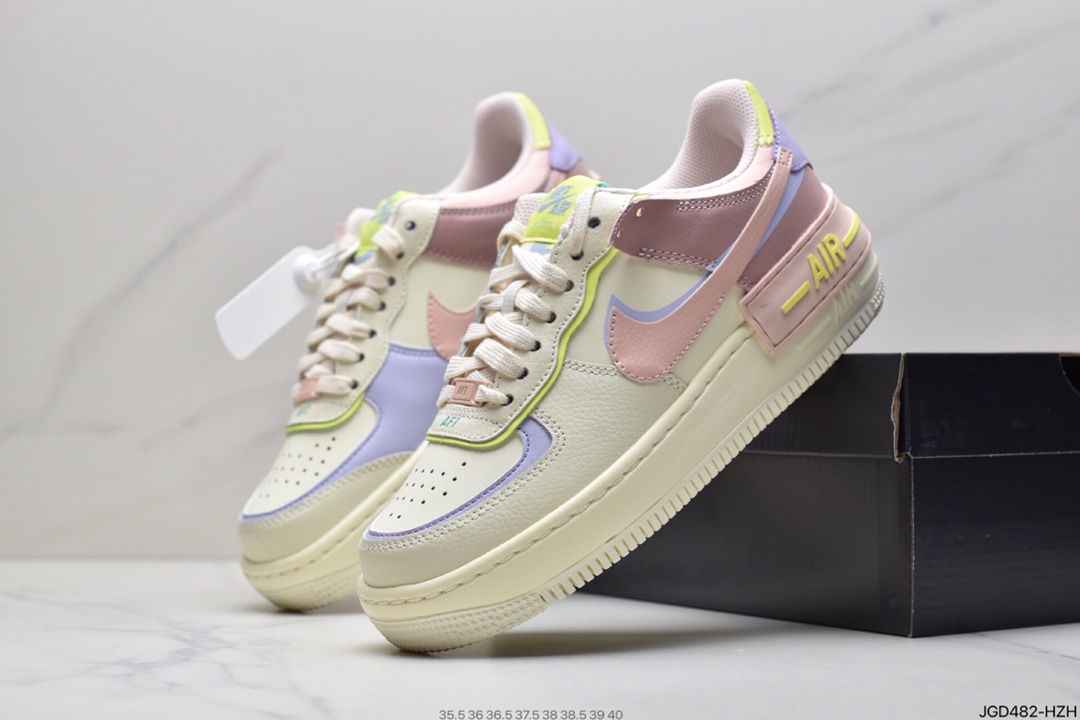 180 耐克Nike WMNS Air Force 1 Shadow 马卡龙空军一号轻量增高低帮百搭板鞋 CI0919-100