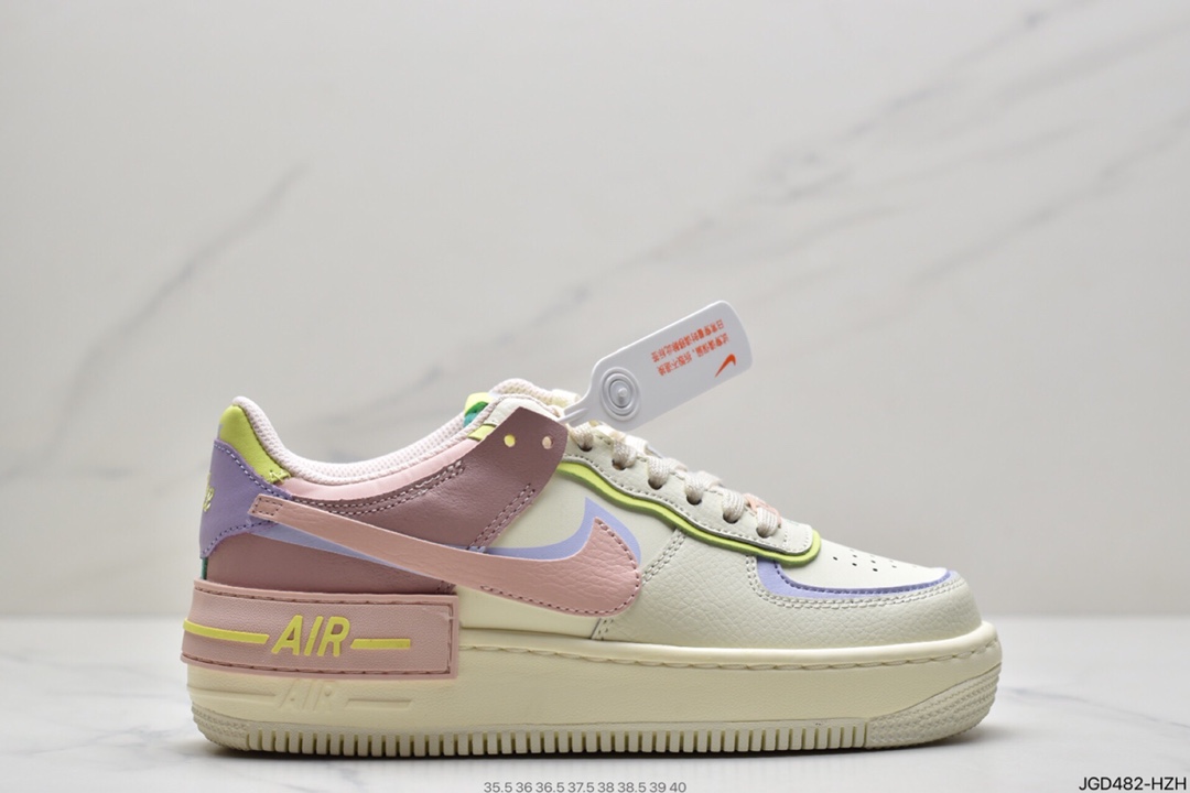 180 耐克Nike WMNS Air Force 1 Shadow 马卡龙空军一号轻量增高低帮百搭板鞋 CI0919-100