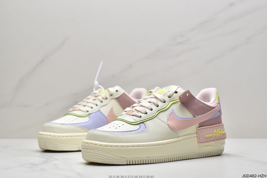 180 耐克Nike WMNS Air Force 1 Shadow 马卡龙空军一号轻量增高低帮百搭板鞋 CI0919-100