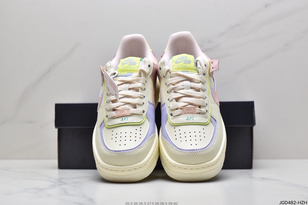 180 耐克Nike WMNS Air Force 1 Shadow 马卡龙空军一号轻量增高低帮百搭板鞋 CI0919-100