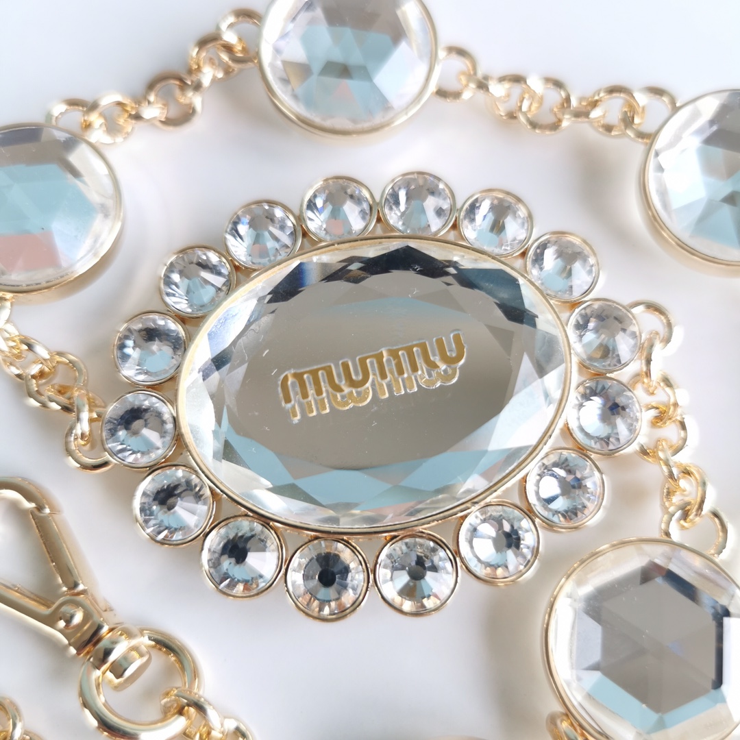 MIUMIU缪缪顶级进口CIoquel软羊皮新款水晶链钻包5BA067