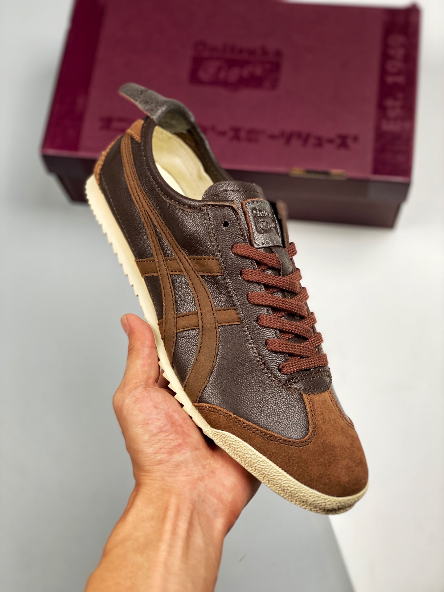 Asics Onitsuka Tiger caja roja, versión escaneable, etiqueta original de piel de cordero de primera capa, alta probabil…