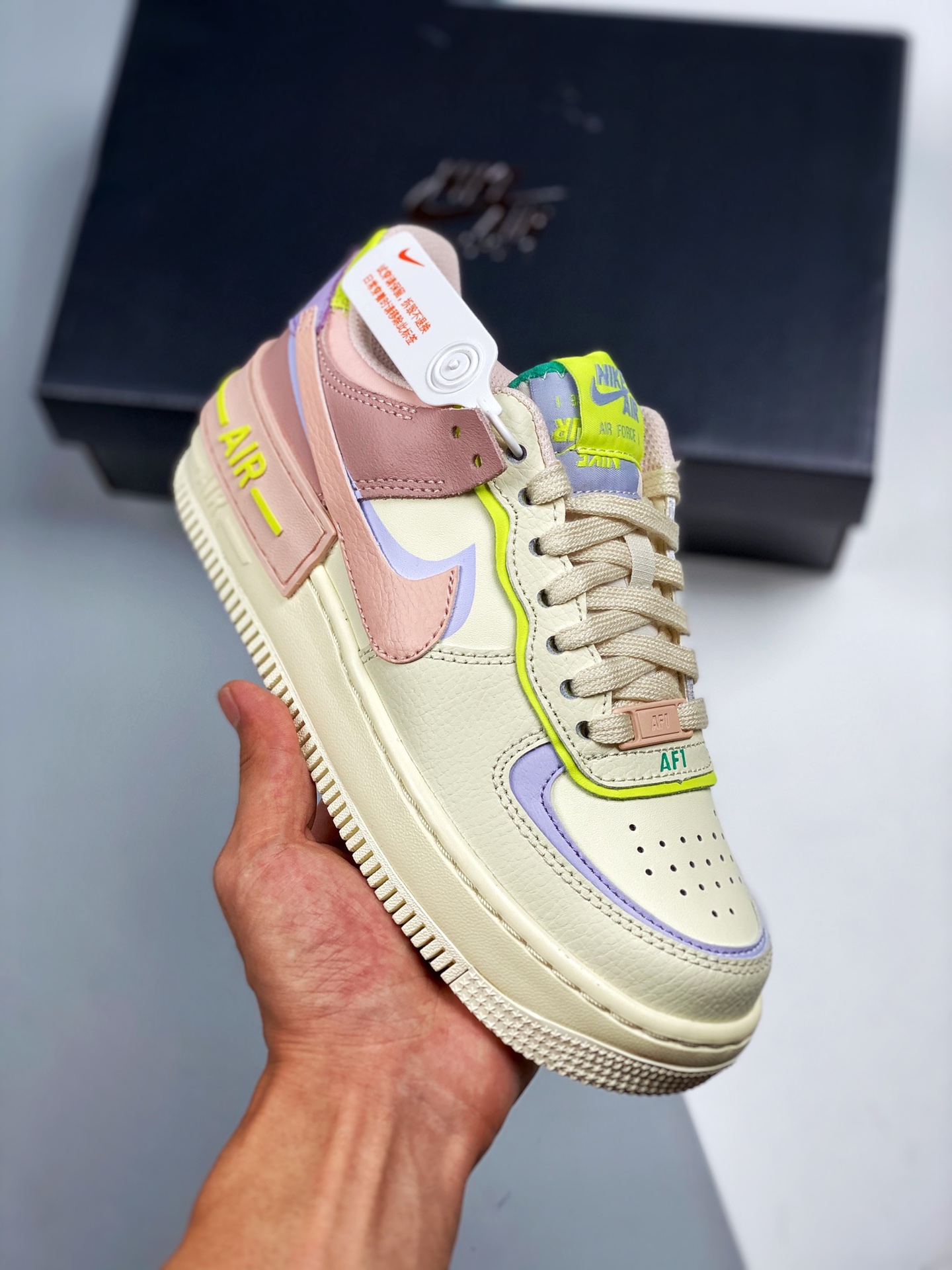 Apoya tienda 3 Air Force 1 Shadow amarillo rosa, zapatilla baja ligera con aumento de altura y versátil, "macaron empal…
