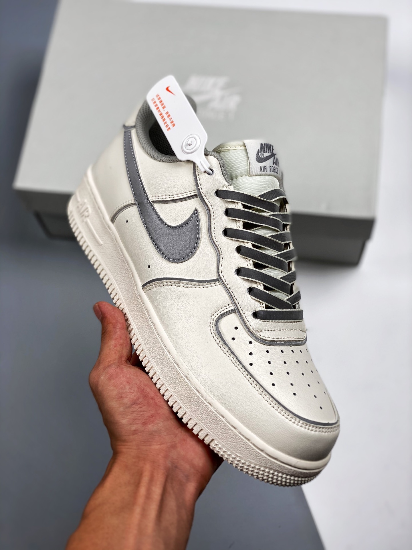 Apoya tienda 3 Nike Air Force 1 Low 3M gris blanco, nivel original, horma y plantilla originales, creando estilo autént…