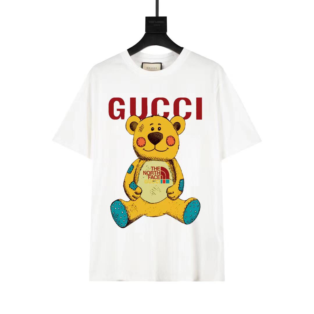 gucci nuevo North Face colaboración oso grande 260g algodón puro, tela cómoda, corte OS holgado caído, unisex, número d…