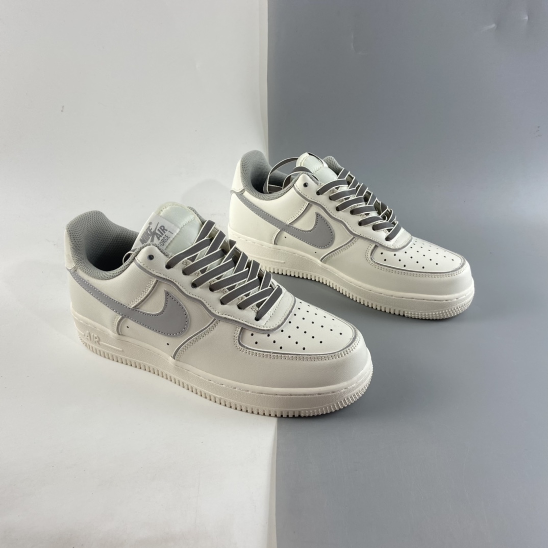 P240  Nk Air Force 1 Low 空军一号米白3M反光低帮休闲板鞋 BQ8228-366