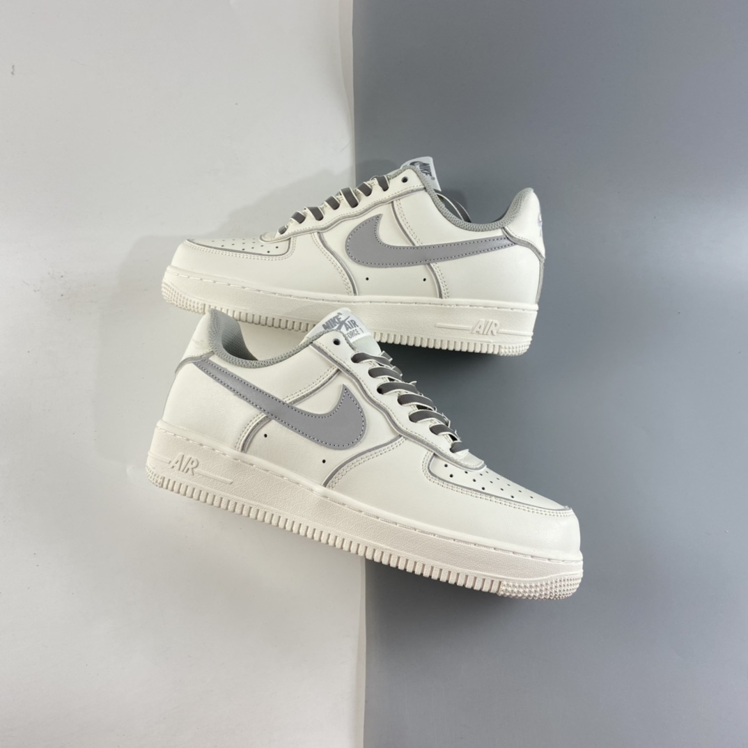 P240  Nk Air Force 1 Low 空军一号米白3M反光低帮休闲板鞋 BQ8228-366