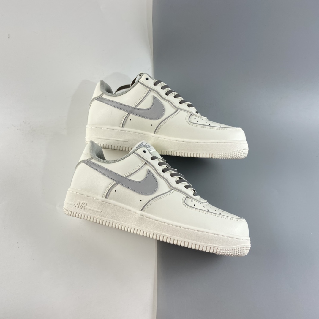 P240  Nk Air Force 1 Low 空军一号米白3M反光低帮休闲板鞋 BQ8228-366