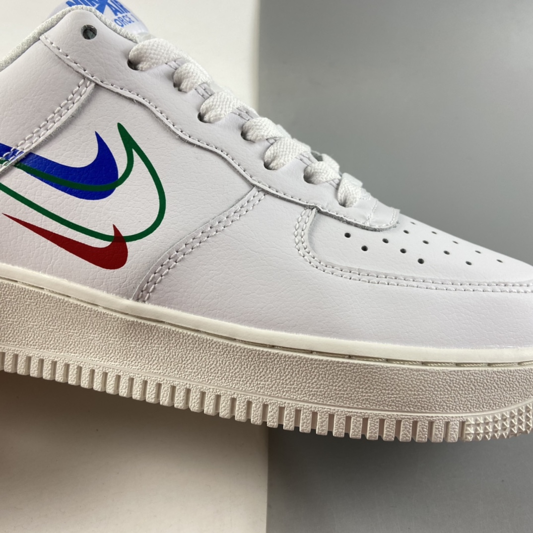 P200  Nk Air Force 1 Low ”Multi Swoosh” 空军一号全白多彩勾低帮休闲板鞋 DM9096-101