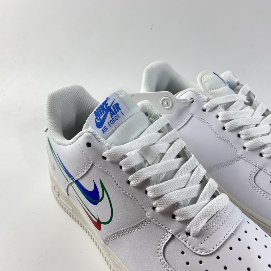 P200  Nk Air Force 1 Low ”Multi Swoosh” 空军一号全白多彩勾低帮休闲板鞋 DM9096-101