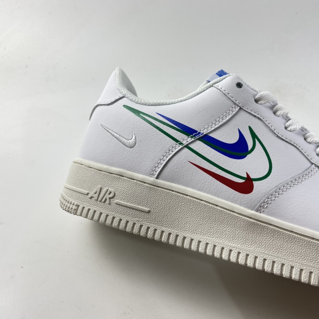 P200  Nk Air Force 1 Low ”Multi Swoosh” 空军一号全白多彩勾低帮休闲板鞋 DM9096-101