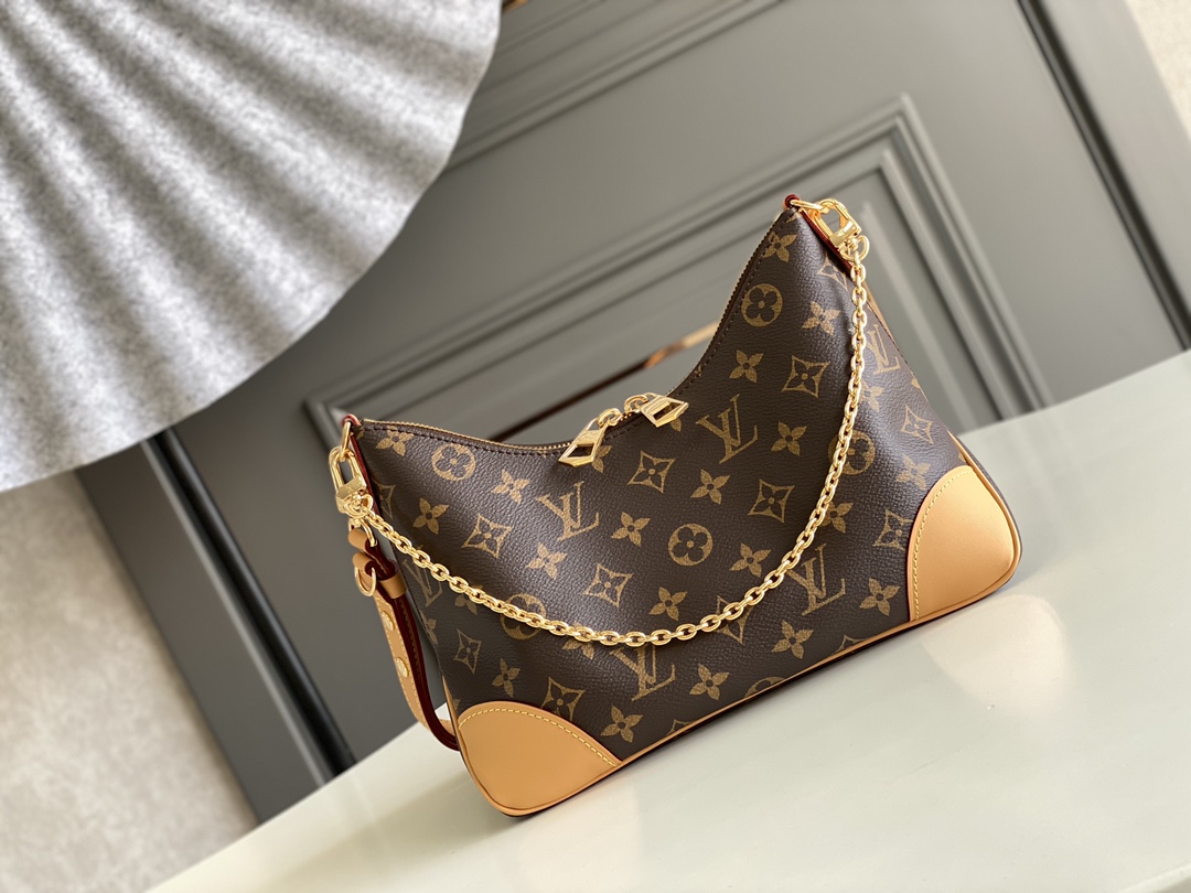 Louis Vuitton LV Boulogne Bags Handbags Monogram Canvas Cowhide Fabric Chains