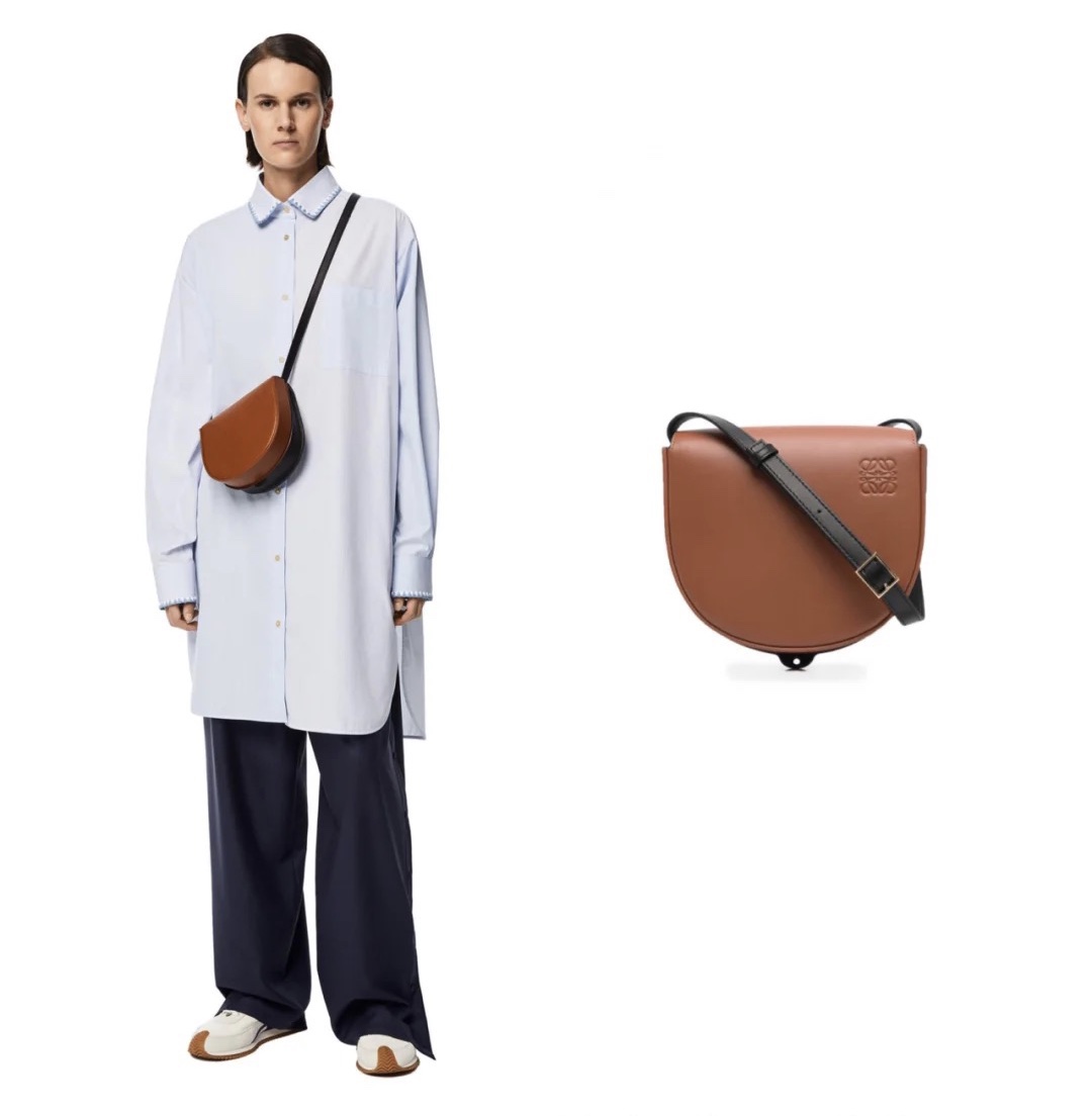 LOEWE罗意威 Heel duo系列单肩包 0508酒红/棕