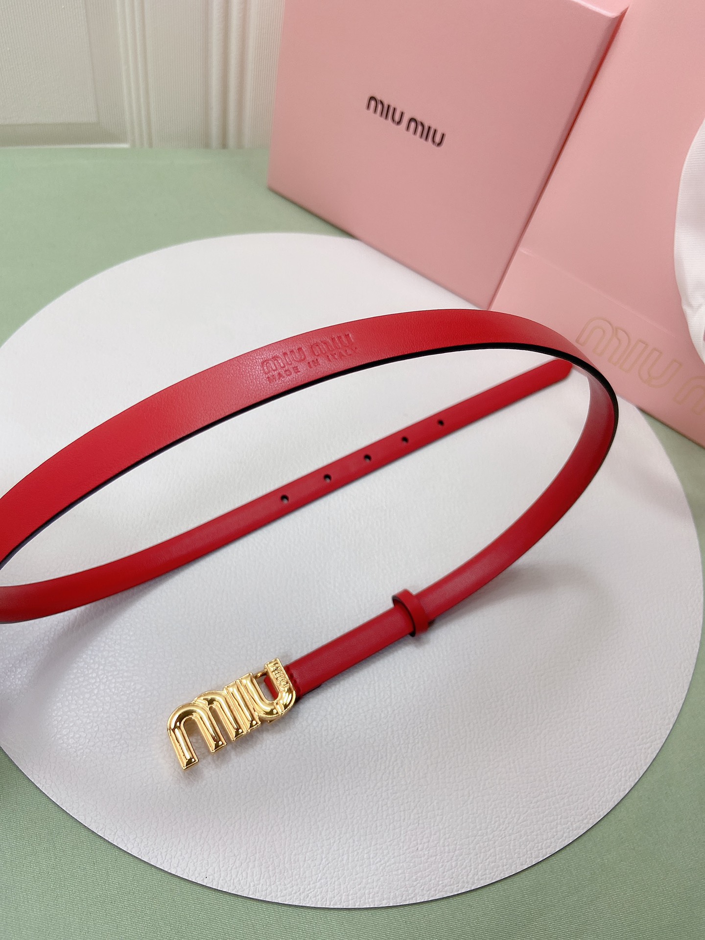 New Miu Miu Women’s Leather Belt with Metal Detail for Elevated Style - 图片 7