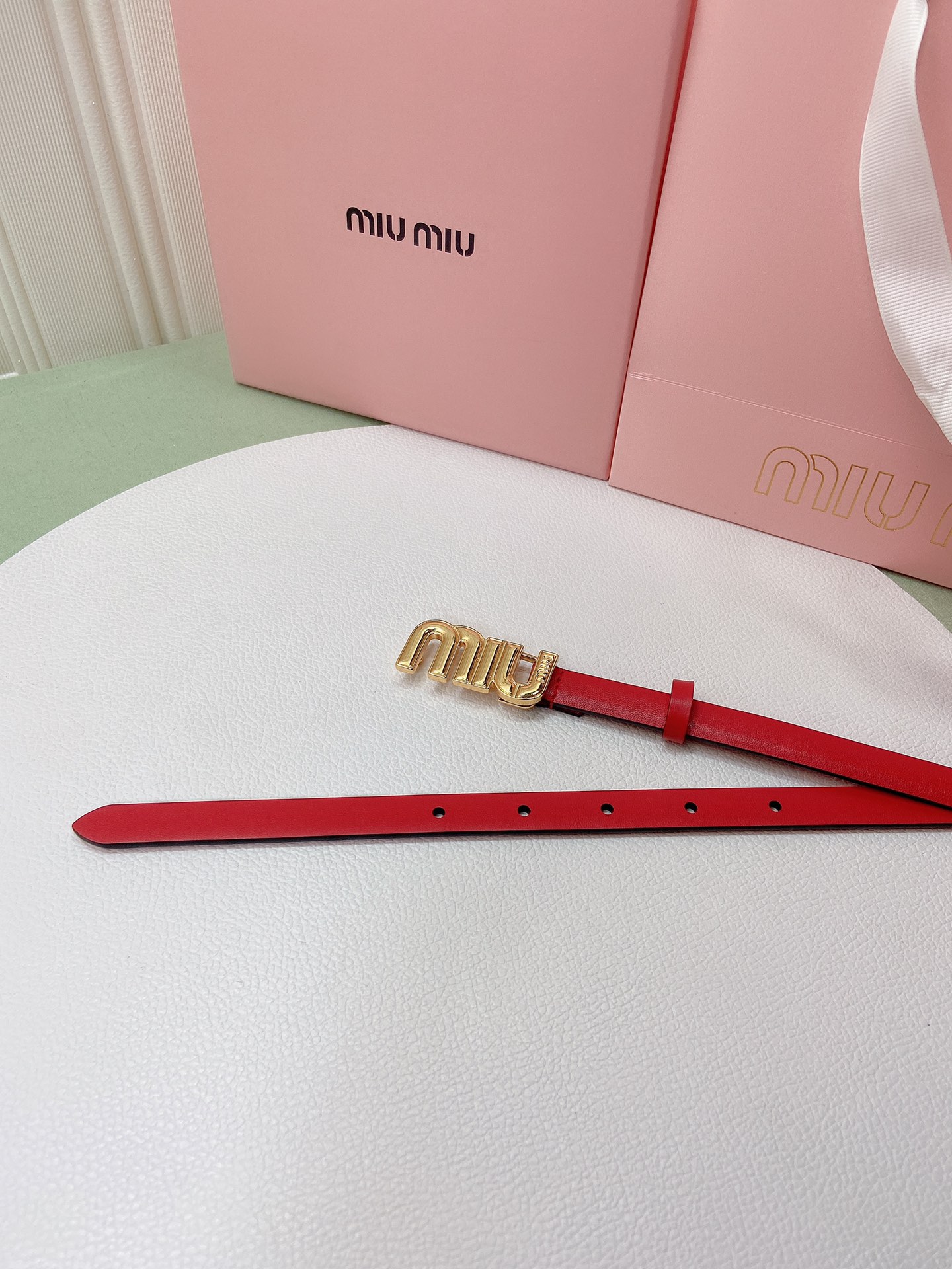 New Miu Miu Women’s Leather Belt with Metal Detail for Elevated Style - 图片 8