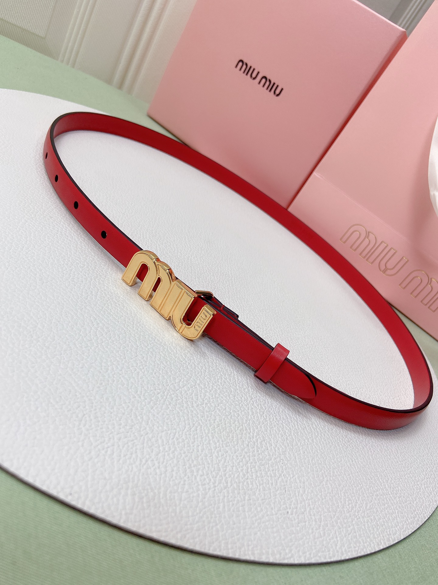 New Miu Miu Women’s Leather Belt with Metal Detail for Elevated Style - 图片 1