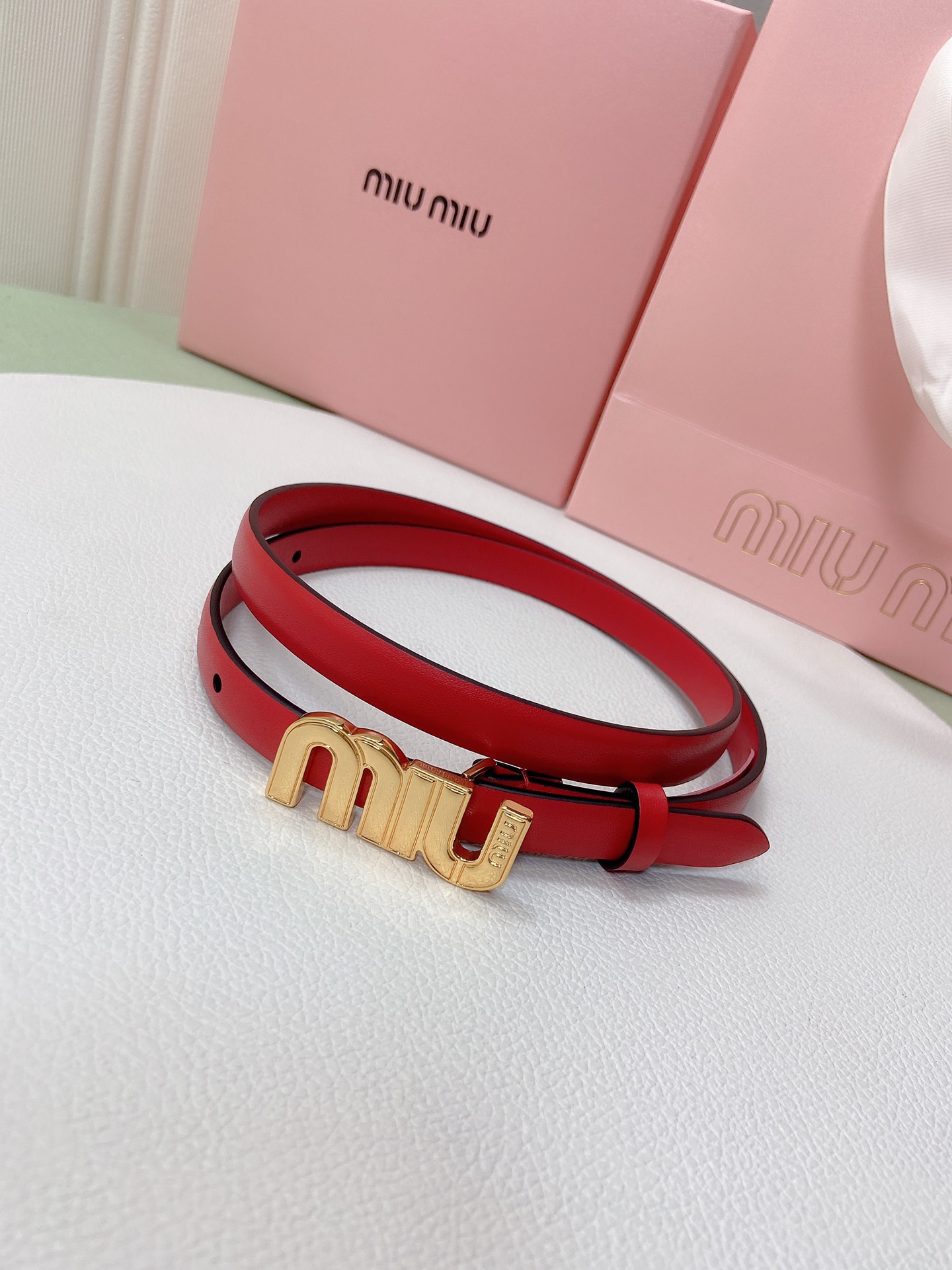 New Miu Miu Women’s Leather Belt with Metal Detail for Elevated Style - 图片 4