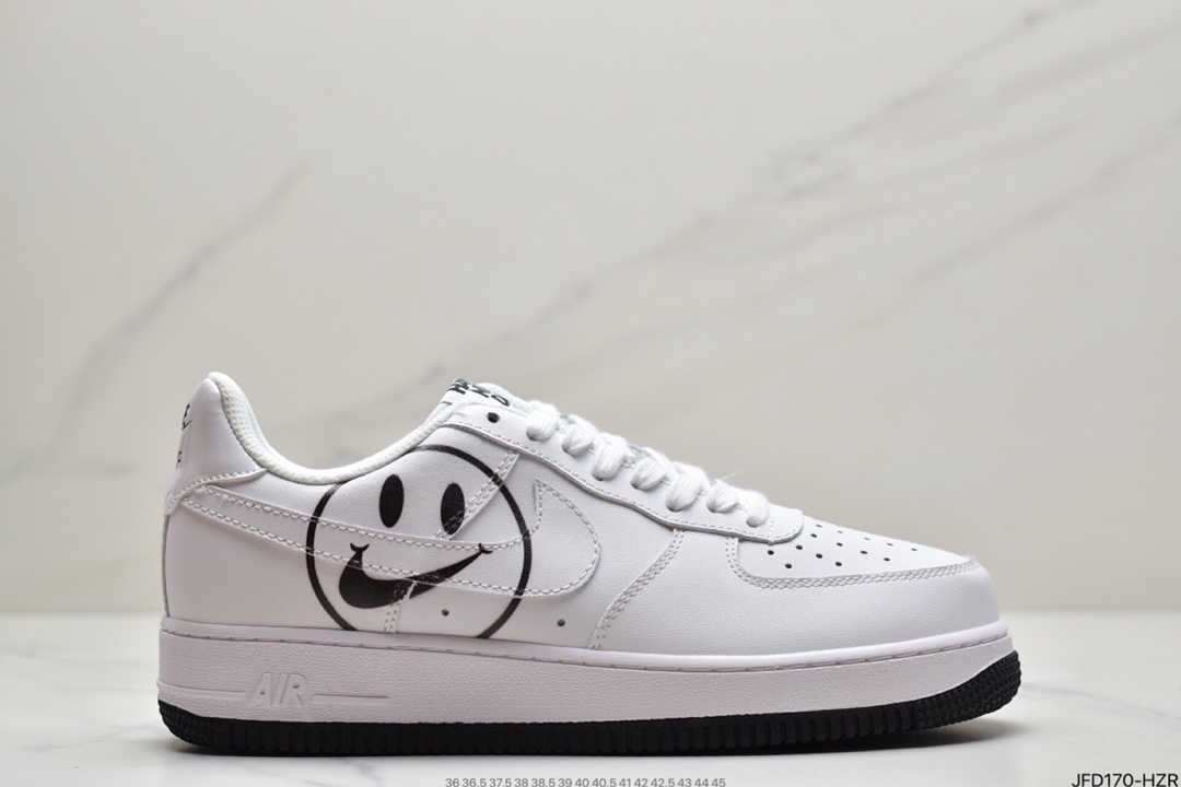 170 耐克Nike Air Force 1 GS ”Have a Nike Day” 空军一号经典百搭休闲运动板鞋“白黑笑脸”  BQ9044-100