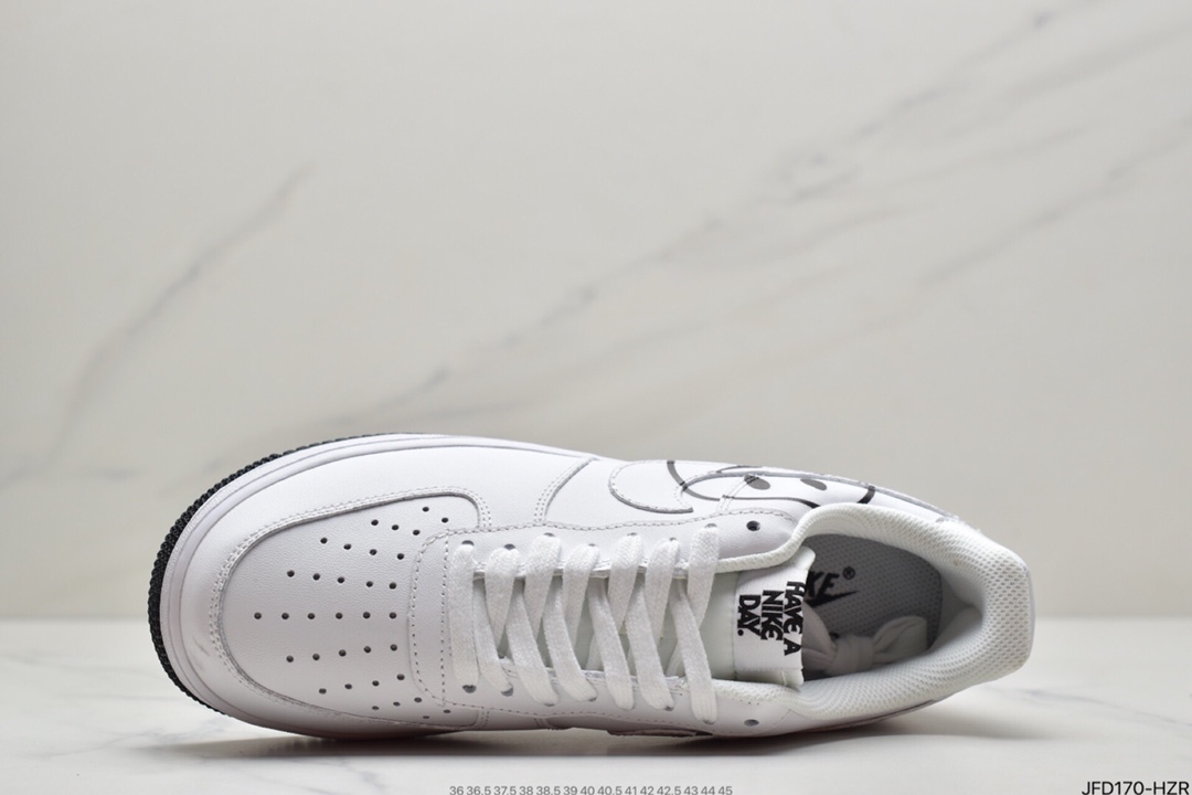 170 耐克Nike Air Force 1 GS ”Have a Nike Day” 空军一号经典百搭休闲运动板鞋“白黑笑脸”  BQ9044-100