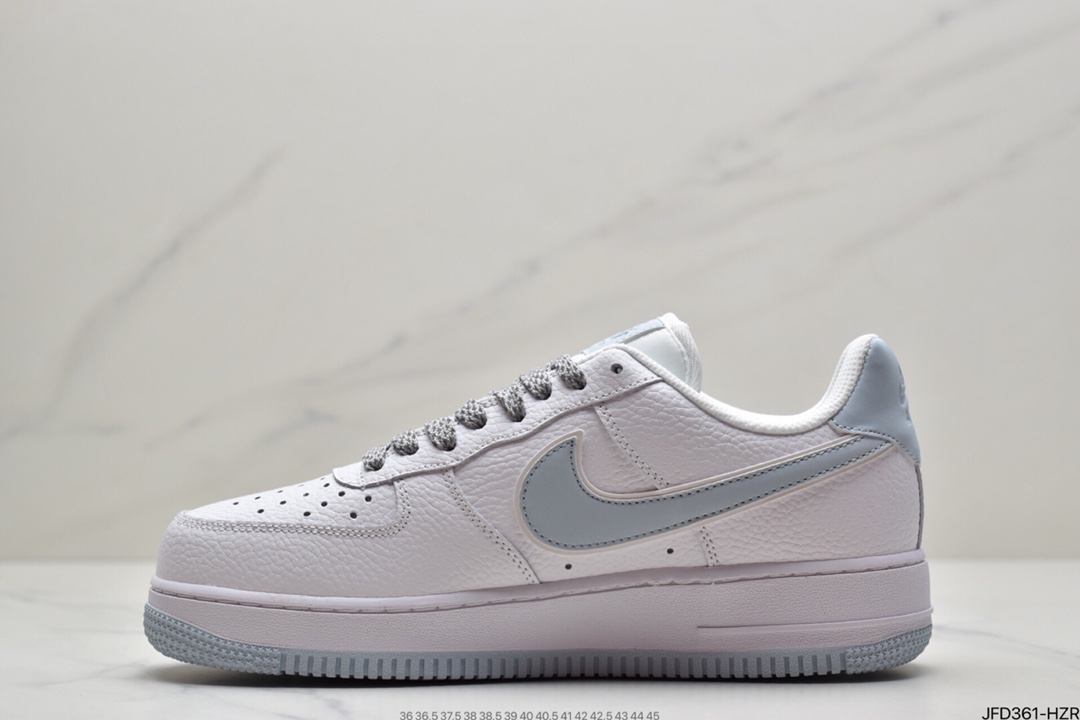 170 耐克Nike Air Force 1’07”White/Moonlight Reflectiv”空军一号经典低帮百搭休闲运动板鞋“皮革白月兰3M天使反光”  AQ2566-201