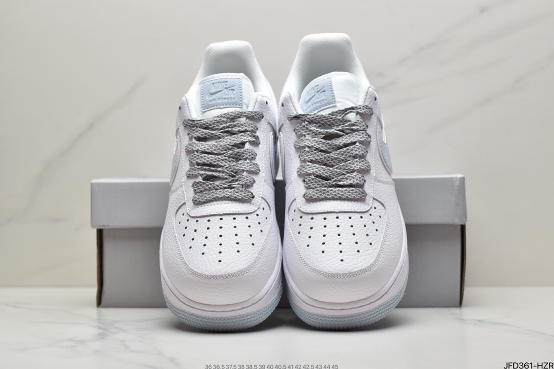170 耐克Nike Air Force 1’07”White/Moonlight Reflectiv”空军一号经典低帮百搭休闲运动板鞋“皮革白月兰3M天使反光”  AQ2566-201