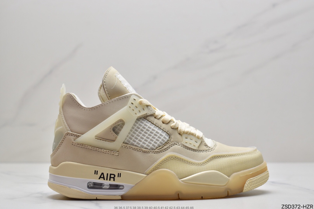 320 Off-White x Air Jordan AJ4 Retro”Cream/Sail”“OW联名白帆”CV9388-100